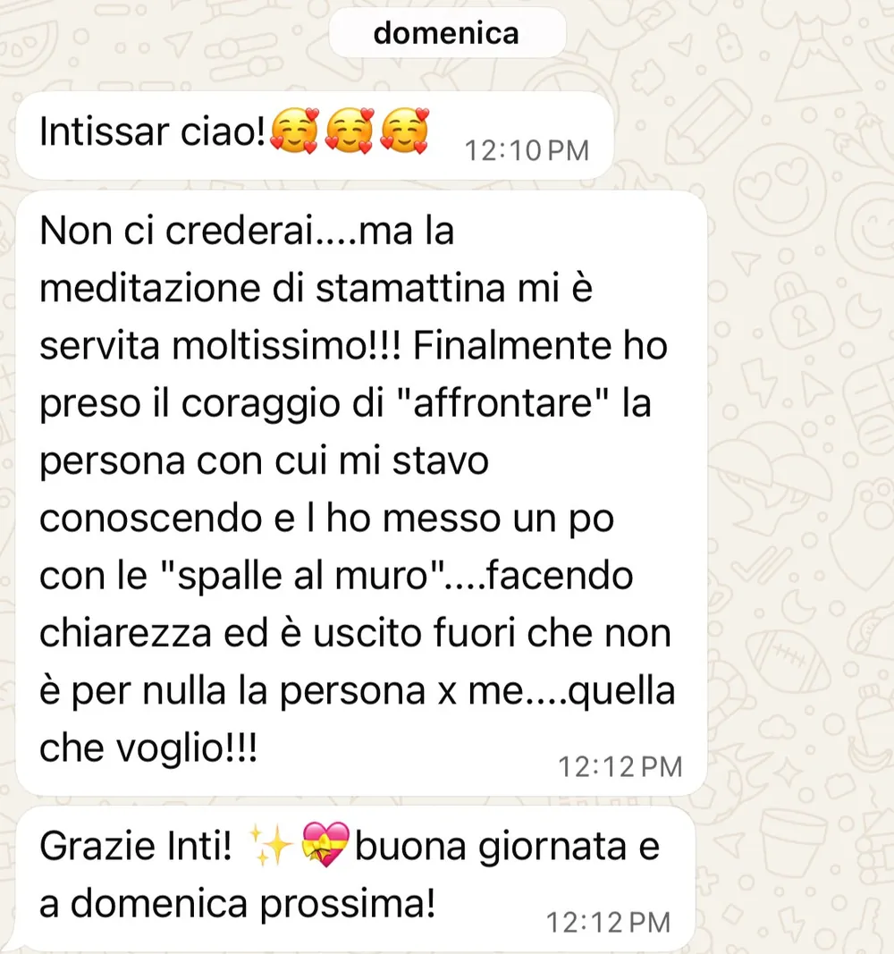 Mensaje de una persona acompañada por Intissar